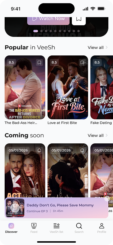 VeeSh Discover Home Screen